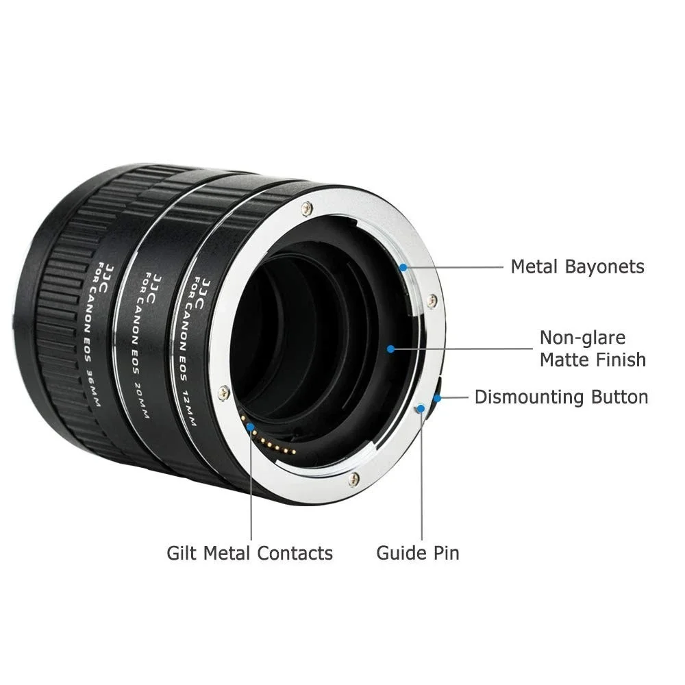 JJC Auto Focus Extension Tube Set 12mm 20mm 36mm for Canon EOS EF EF-S Mount